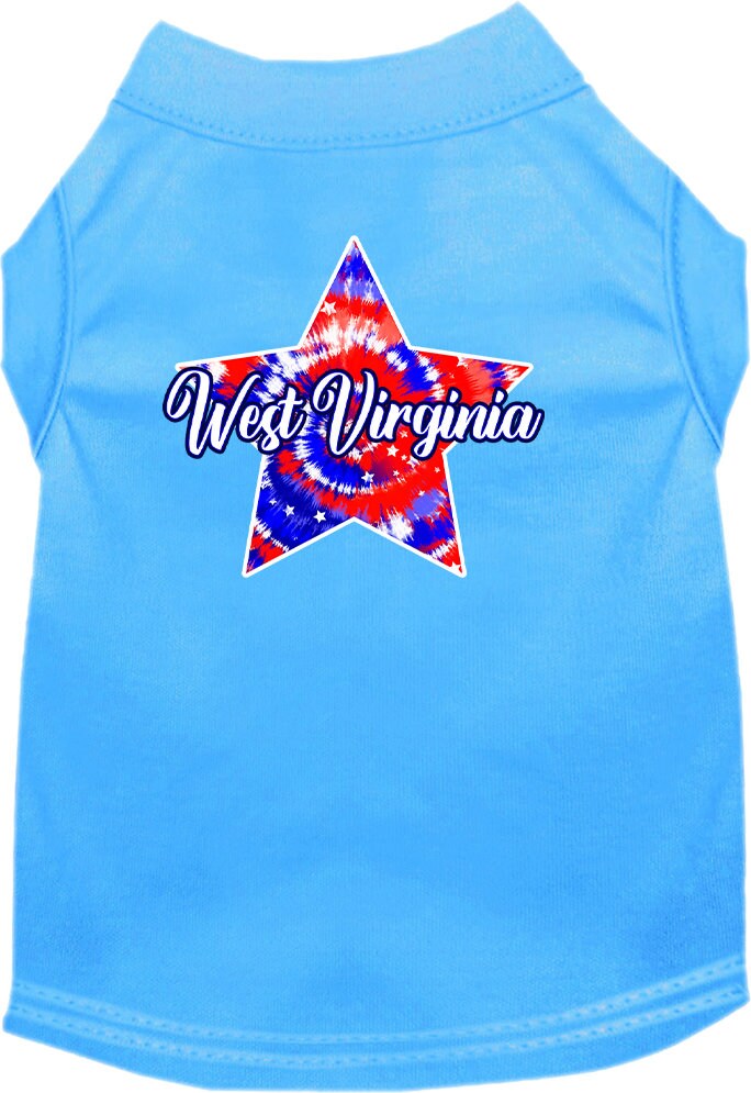 Pet Dog & Cat Screen Printed Shirt for Small to Medium Pets (Sizes XS-XL), "West Virginia Patriotic Tie Dye"