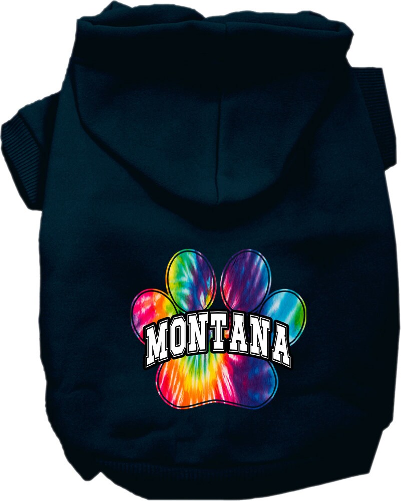 Pet Dog & Cat Screen Printed Hoodie for Small to Medium Pets (Sizes XS-XL), "Montana Bright Tie Dye"