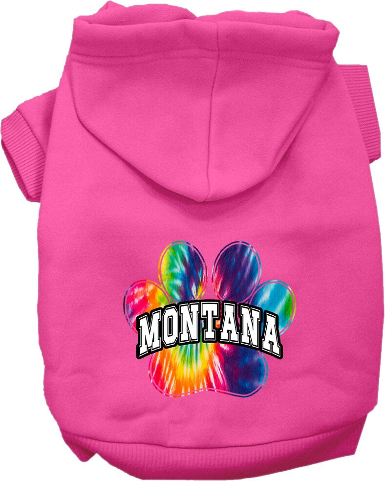 Pet Dog & Cat Screen Printed Hoodie for Small to Medium Pets (Sizes XS-XL), "Montana Bright Tie Dye"