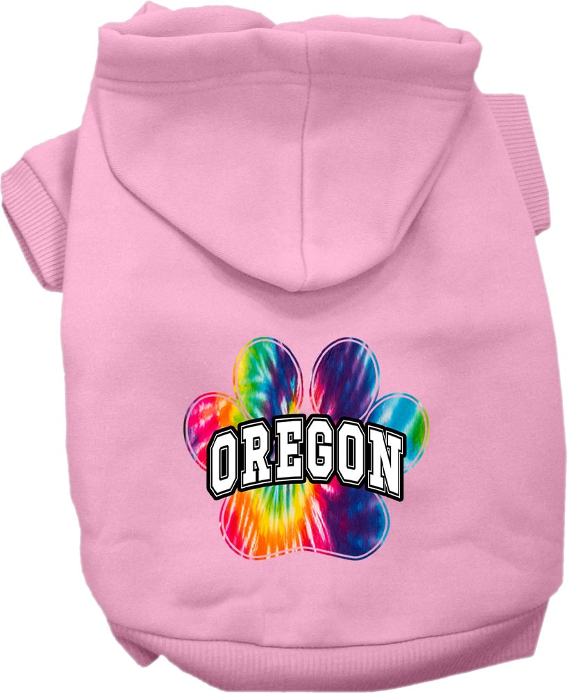 Pet Dog & Cat Screen Printed Hoodie for Small to Medium Pets (Sizes XS-XL), "Oregon Bright Tie Dye"