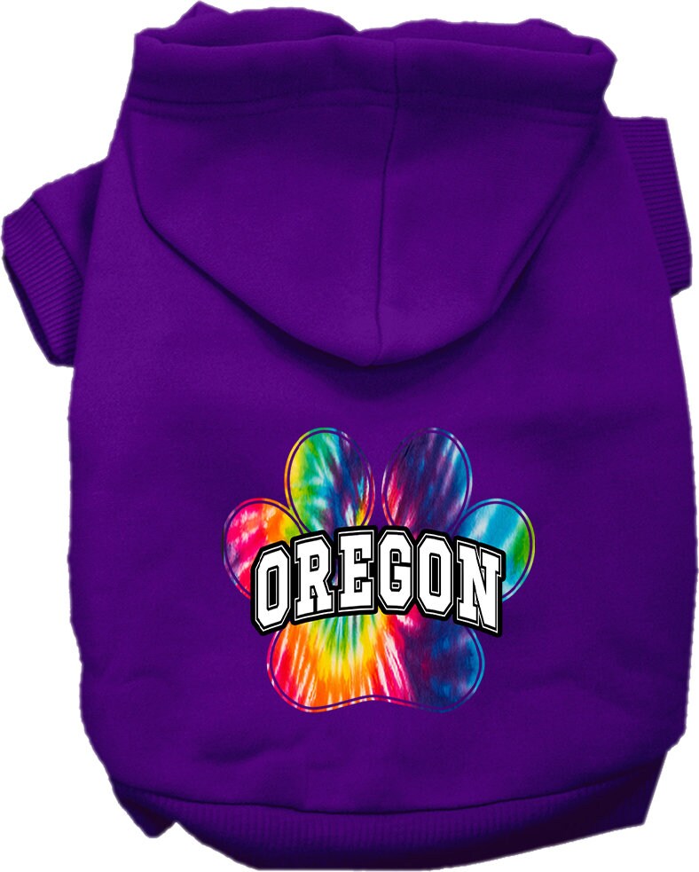 Pet Dog & Cat Screen Printed Hoodie for Small to Medium Pets (Sizes XS-XL), "Oregon Bright Tie Dye"