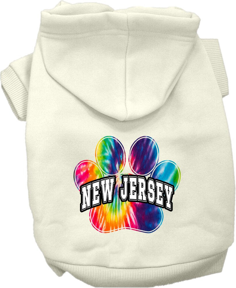 Pet Dog & Cat Screen Printed Hoodie for Small to Medium Pets (Sizes XS-XL), "New Jersey Bright Tie Dye"