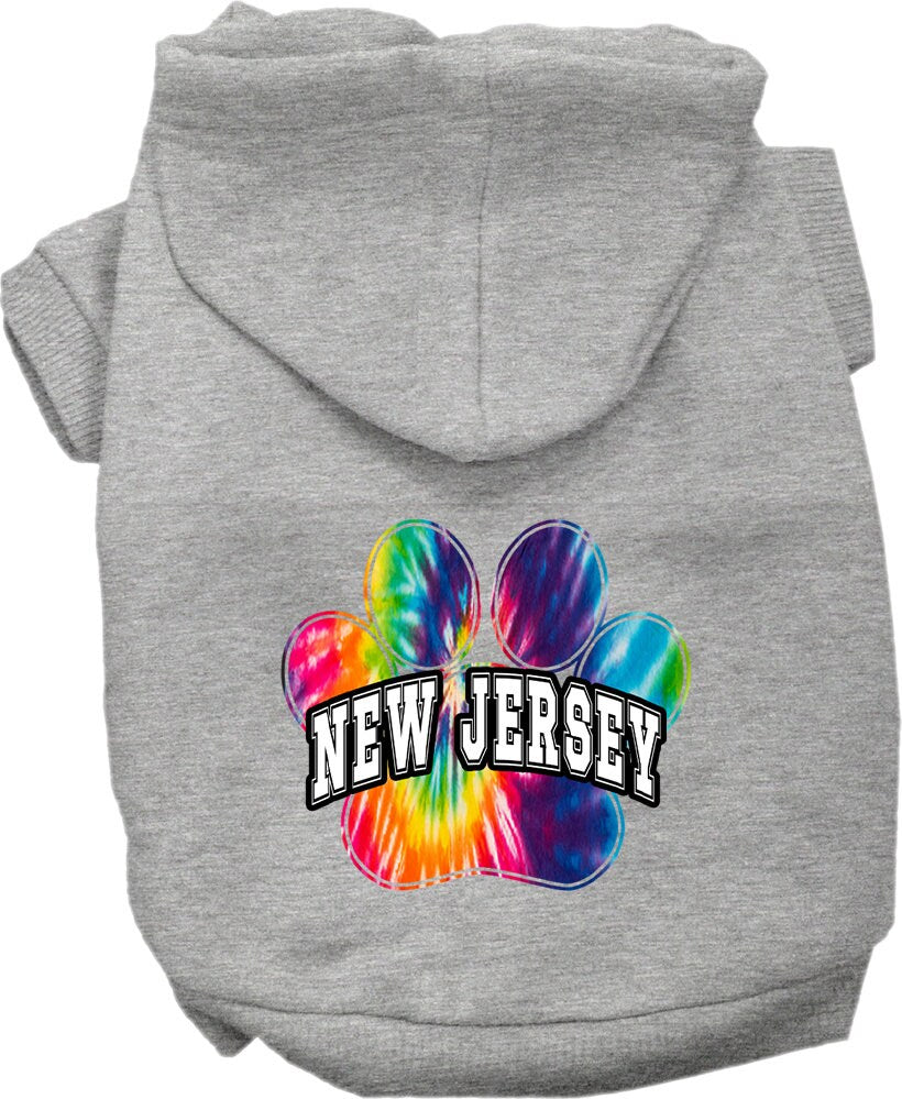 Pet Dog & Cat Screen Printed Hoodie for Small to Medium Pets (Sizes XS-XL), "New Jersey Bright Tie Dye"