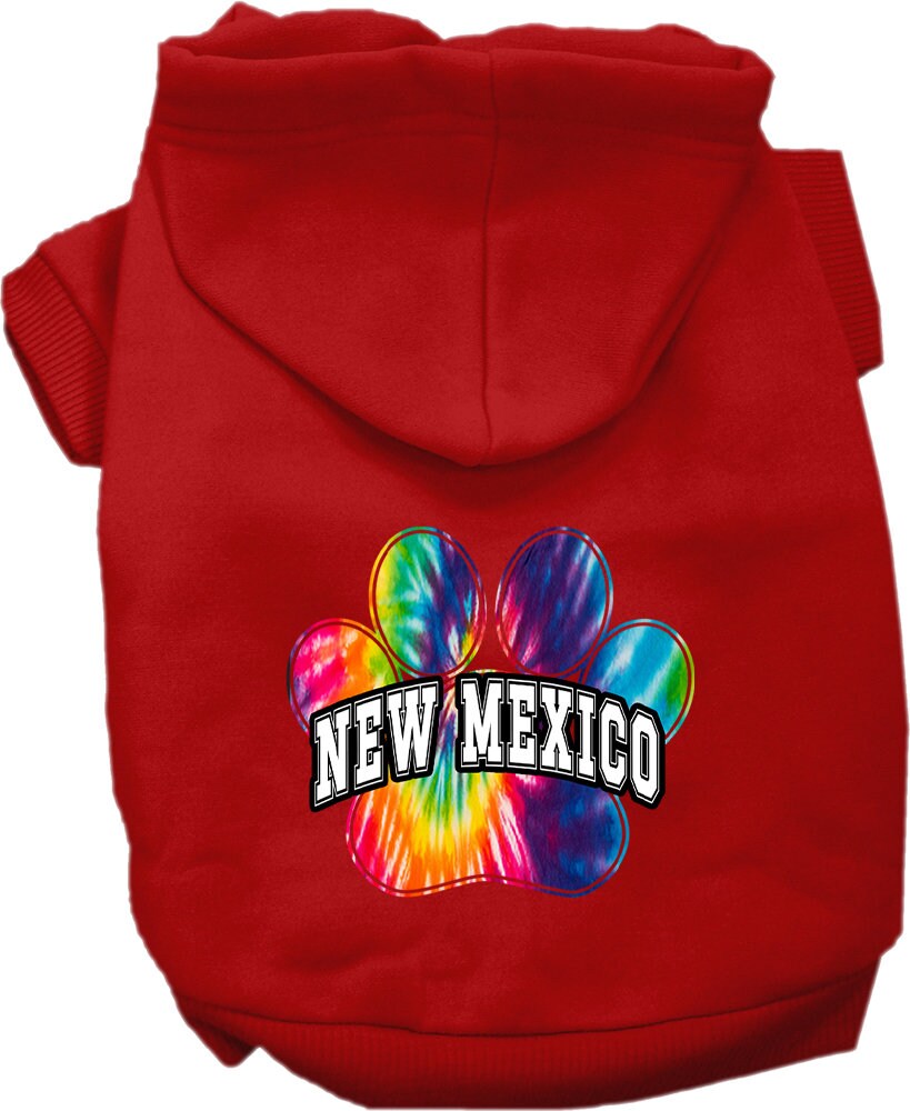 Pet Dog & Cat Screen Printed Hoodie for Small to Medium Pets (Sizes XS-XL), "New Mexico Bright Tie Dye"