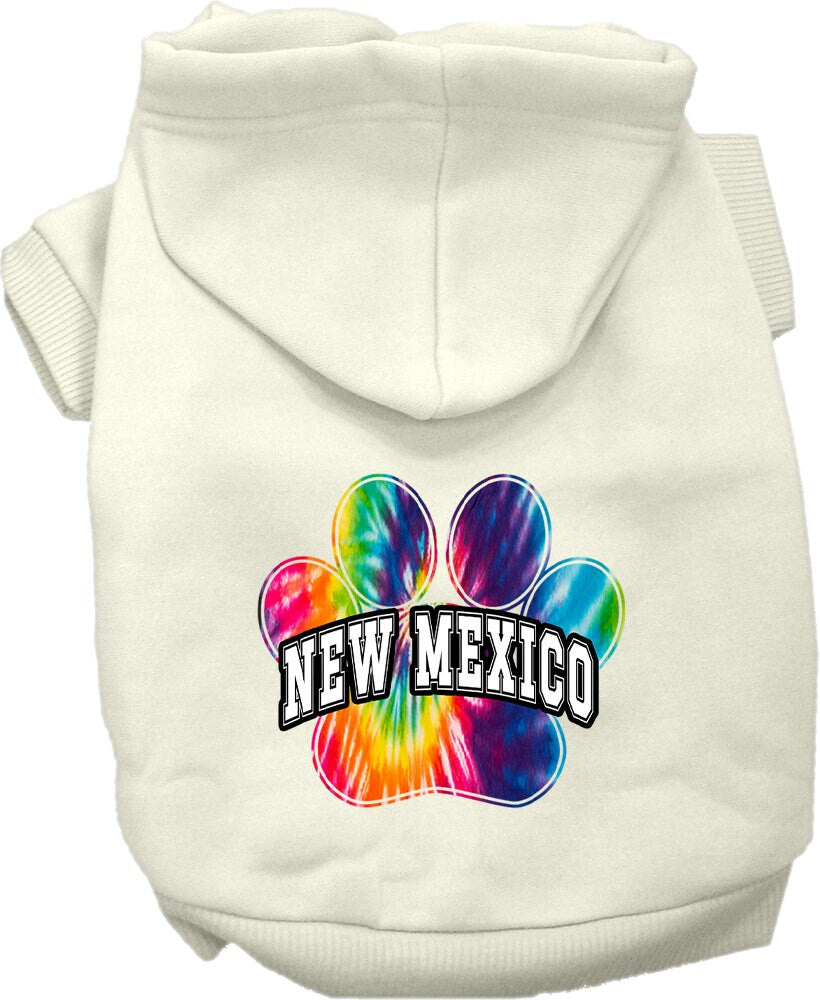 Pet Dog & Cat Screen Printed Hoodie for Small to Medium Pets (Sizes XS-XL), "New Mexico Bright Tie Dye"