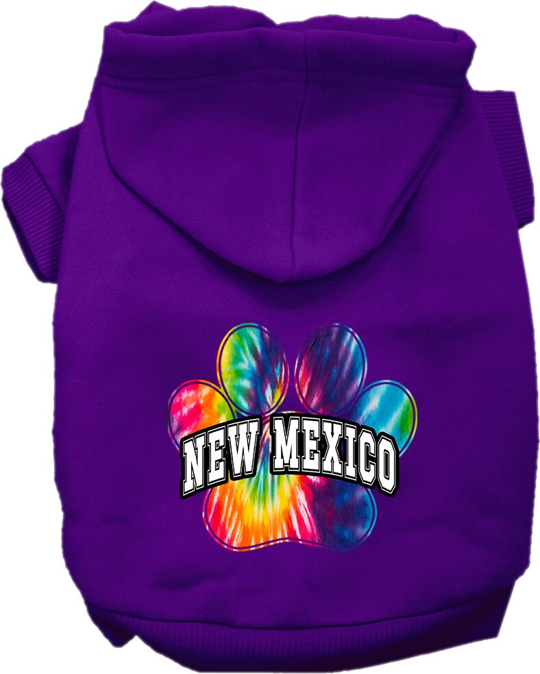 Pet Dog & Cat Screen Printed Hoodie for Small to Medium Pets (Sizes XS-XL), "New Mexico Bright Tie Dye"