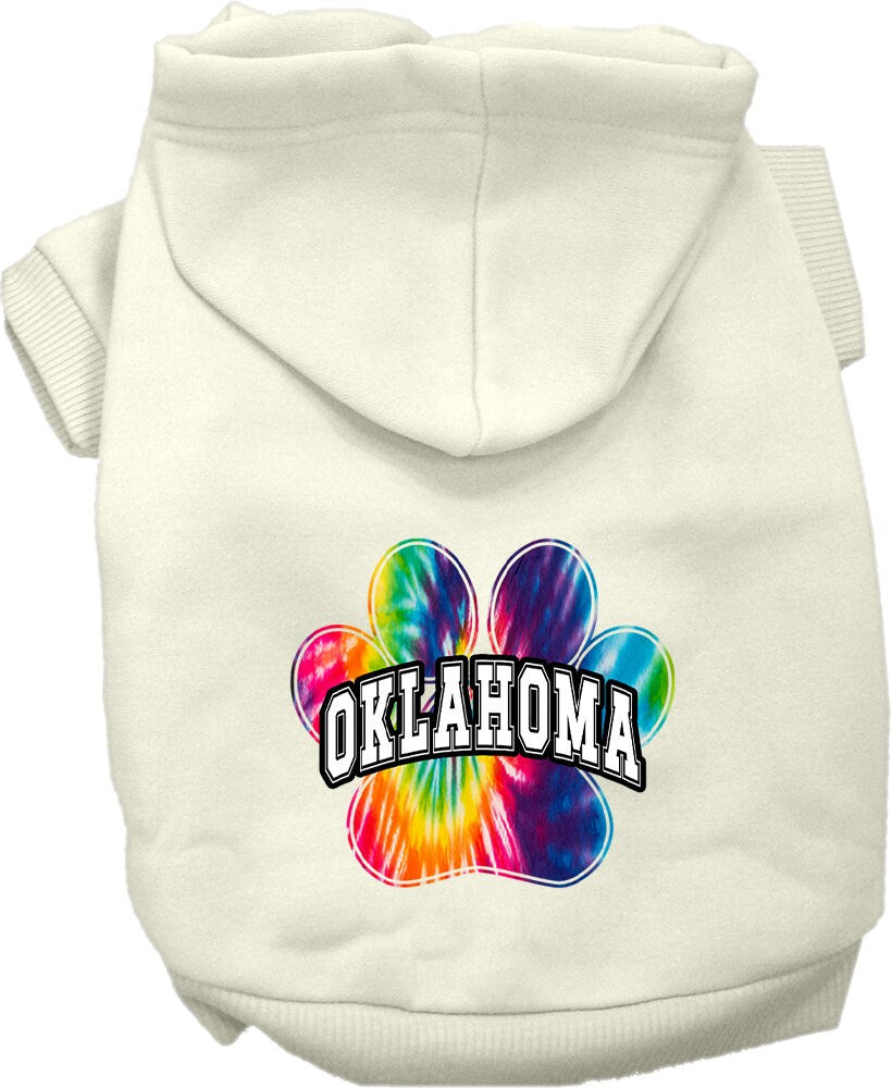 Pet Dog & Cat Screen Printed Hoodie for Small to Medium Pets (Sizes XS-XL), "Oklahoma Bright Tie Dye"