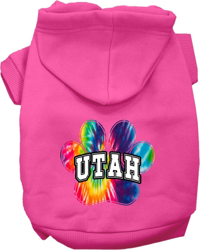 Pet Dog & Cat Screen Printed Hoodie for Small to Medium Pets (Sizes XS-XL), "Utah Bright Tie Dye"