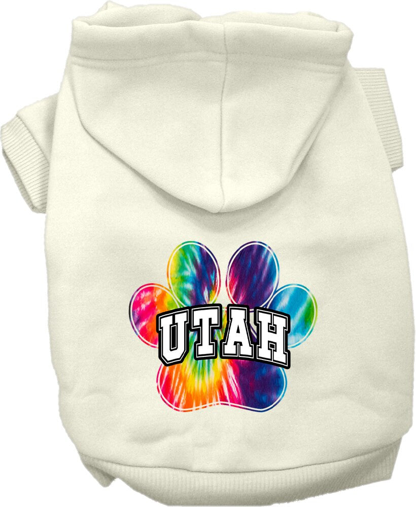 Pet Dog & Cat Screen Printed Hoodie for Small to Medium Pets (Sizes XS-XL), "Utah Bright Tie Dye"