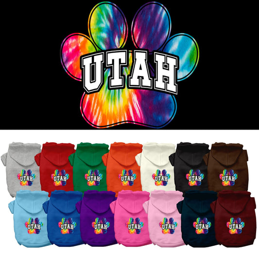 Pet Dog & Cat Screen Printed Hoodie for Small to Medium Pets (Sizes XS-XL), "Utah Bright Tie Dye"