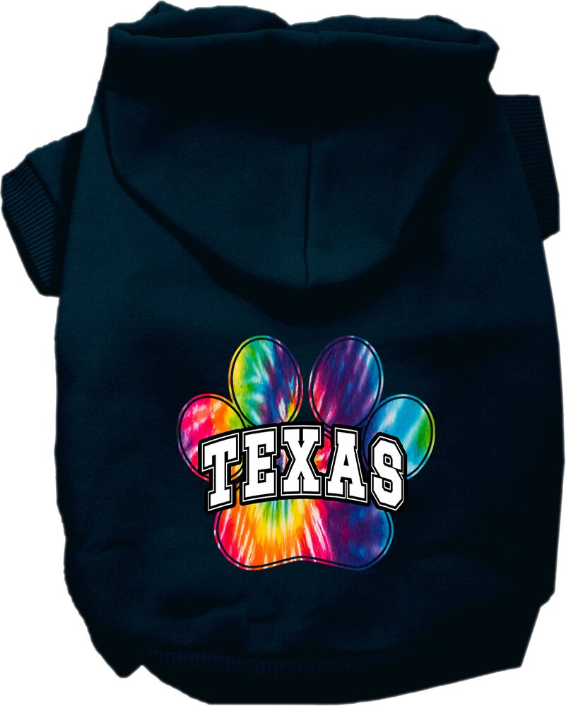 Pet Dog & Cat Screen Printed Hoodie for Small to Medium Pets (Sizes XS-XL), "Texas Bright Tie Dye"