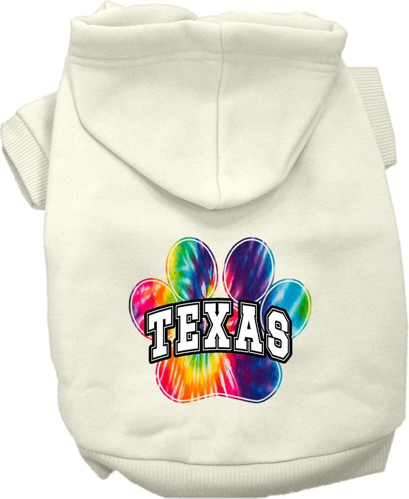 Pet Dog & Cat Screen Printed Hoodie for Small to Medium Pets (Sizes XS-XL), "Texas Bright Tie Dye"