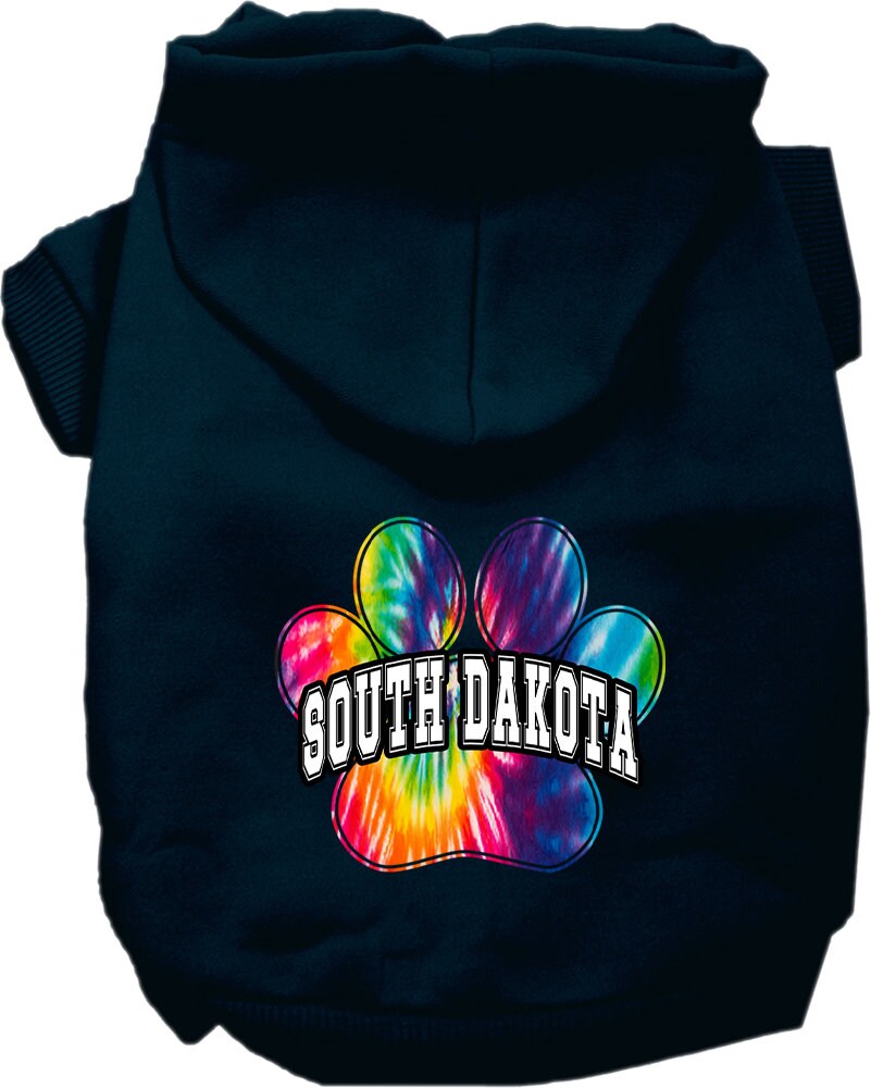 Pet Dog & Cat Screen Printed Hoodie for Small to Medium Pets (Sizes XS-XL), "South Dakota Bright Tie Dye"