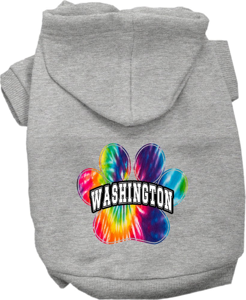 Pet Dog & Cat Screen Printed Hoodie for Small to Medium Pets (Sizes XS-XL), "Washington Bright Tie Dye"