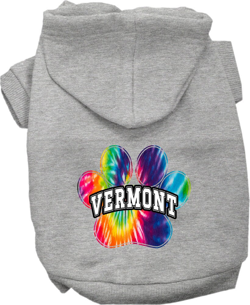 Pet Dog & Cat Screen Printed Hoodie for Small to Medium Pets (Sizes XS-XL), "Vermont Bright Tie Dye"