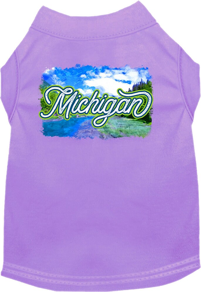 Pet Dog & Cat Screen Printed Shirt for Medium to Large Pets (Sizes 2XL-6XL), "Michigan Summer"