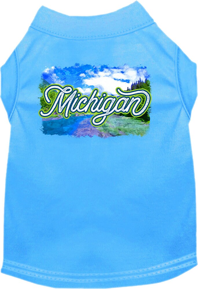 Pet Dog & Cat Screen Printed Shirt for Small to Medium Pets (Sizes XS-XL), "Michigan Summer"