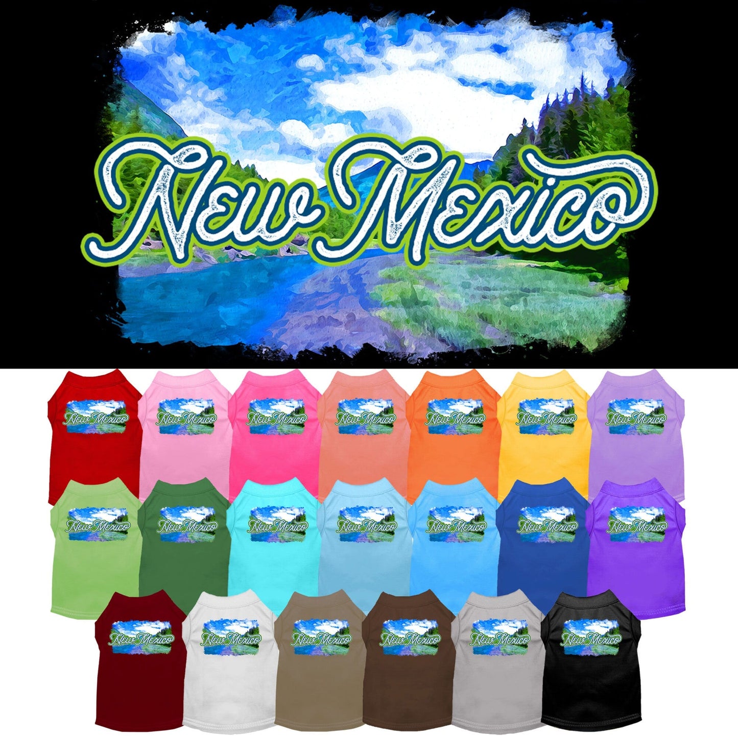 Pet Dog & Cat Screen Printed Shirt for Small to Medium Pets (Sizes XS-XL), "New Mexico Summer"