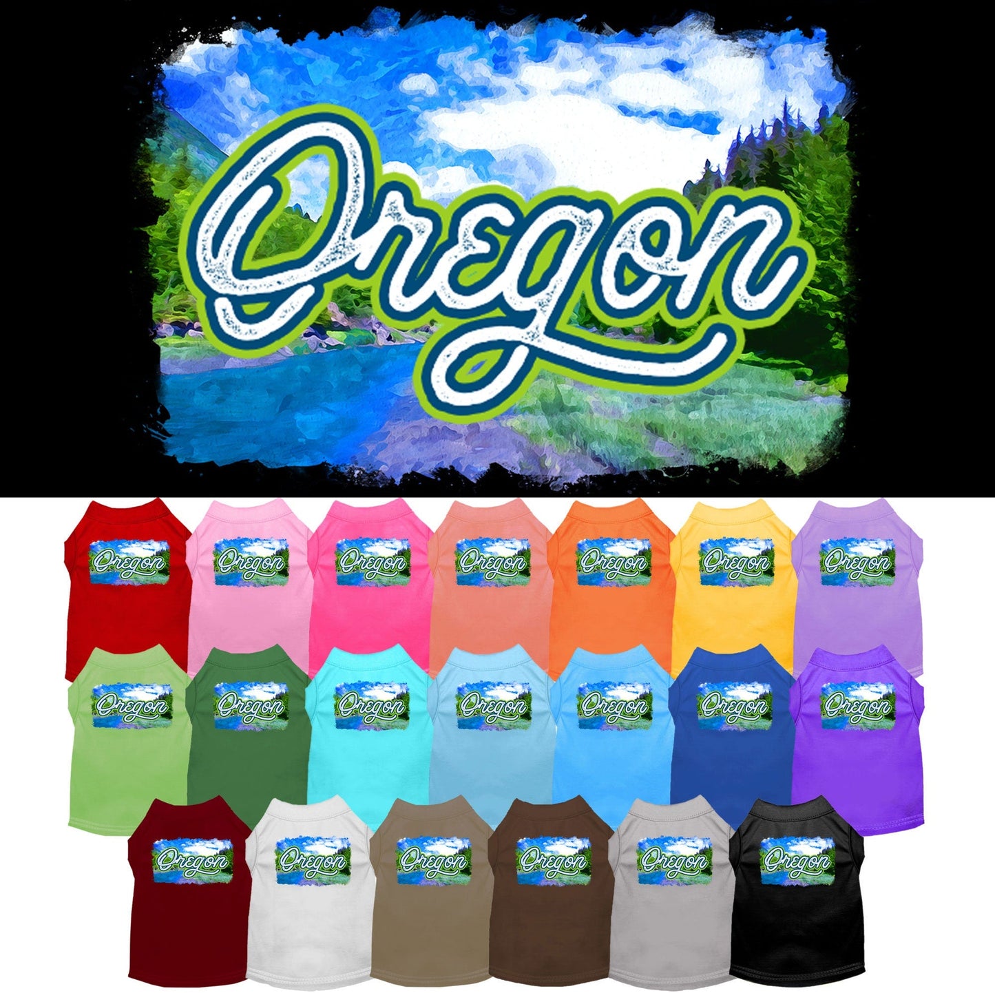 Pet Dog & Cat Screen Printed Shirt for Small to Medium Pets (Sizes XS-XL), "Oregon Summer"