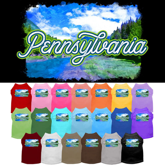 Pet Dog & Cat Screen Printed Shirt for Small to Medium Pets (Sizes XS-XL), "Pennsylvania Summer"