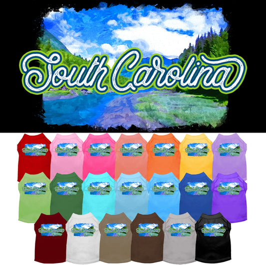 Pet Dog & Cat Screen Printed Shirt for Small to Medium Pets (Sizes XS-XL), "South Carolina Summer"