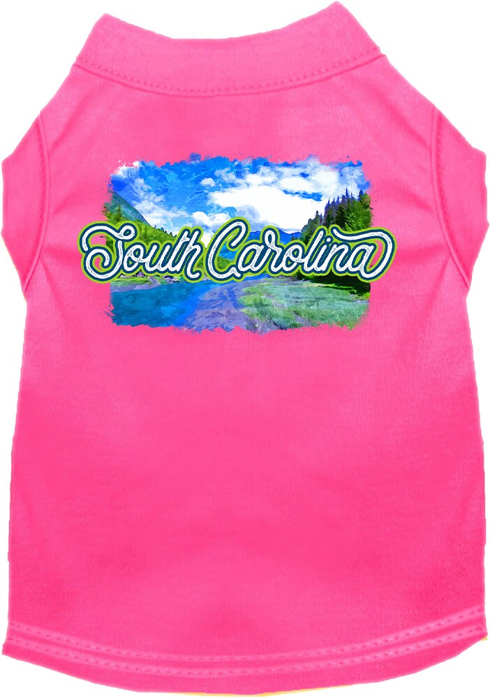 Pet Dog & Cat Screen Printed Shirt for Small to Medium Pets (Sizes XS-XL), "South Carolina Summer"