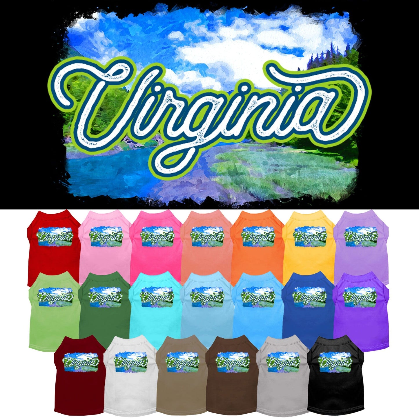 Pet Dog & Cat Screen Printed Shirt for Small to Medium Pets (Sizes XS-XL), "Virginia Summer"