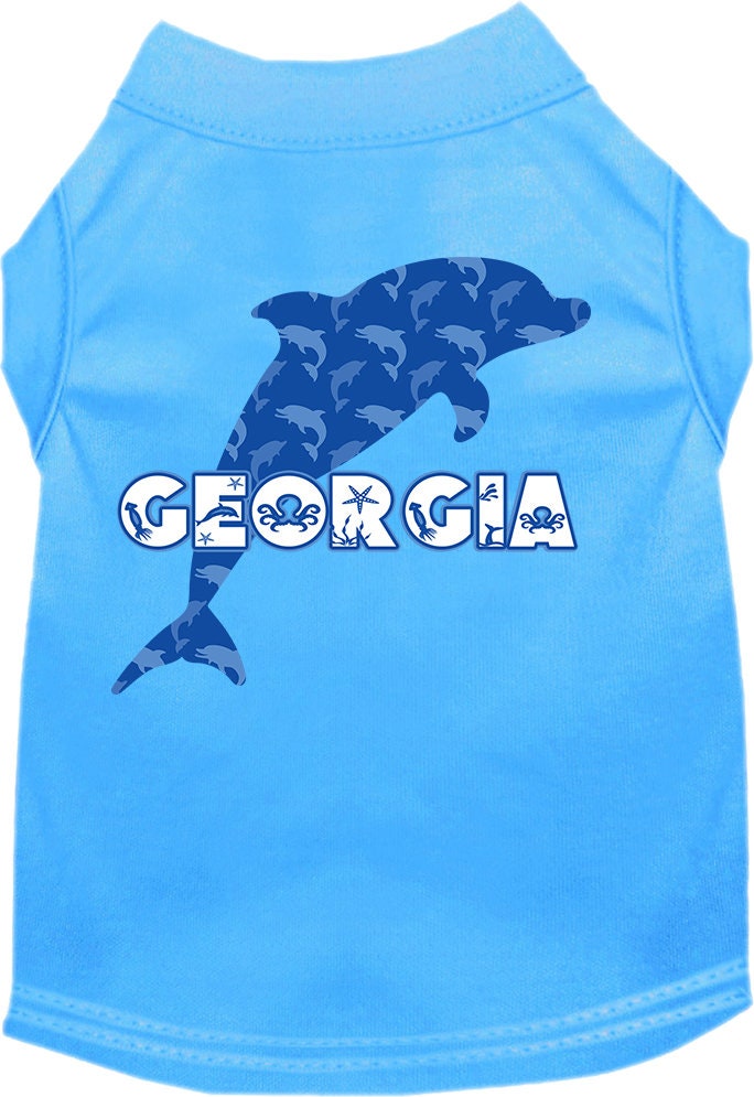 Pet Dog & Cat Screen Printed Shirt for Small to Medium Pets (Sizes XS-XL), "Georgia Blue Dolphins"