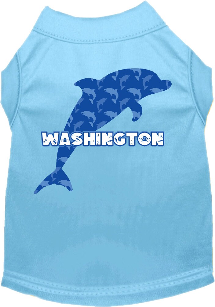 Pet Dog & Cat Screen Printed Shirt for Medium to Large Pets (Sizes 2XL-6XL), "Washington Blue Dolphins"