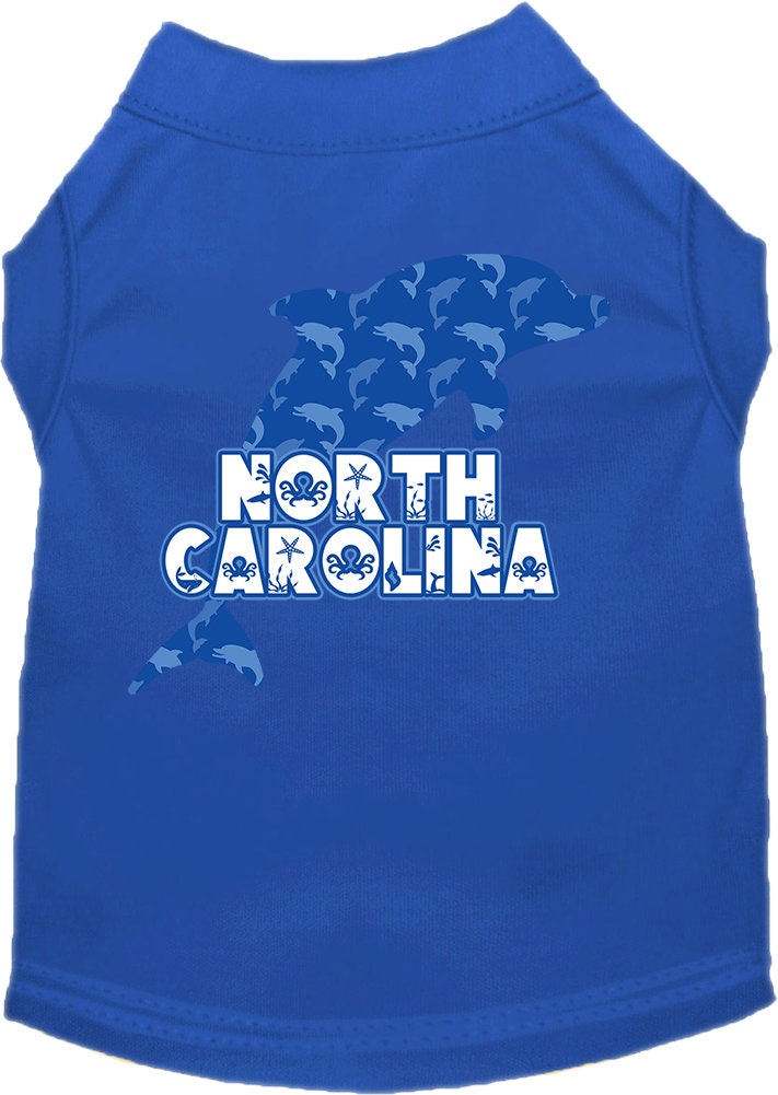 Pet Dog & Cat Screen Printed Shirt for Small to Medium Pets (Sizes XS-XL), "North Carolina Blue Dolphins"