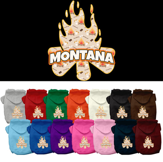 Pet Dog & Cat Screen Printed Hoodie for Small to Medium Pets (Sizes XS-XL), "Montana Around The Campfire"