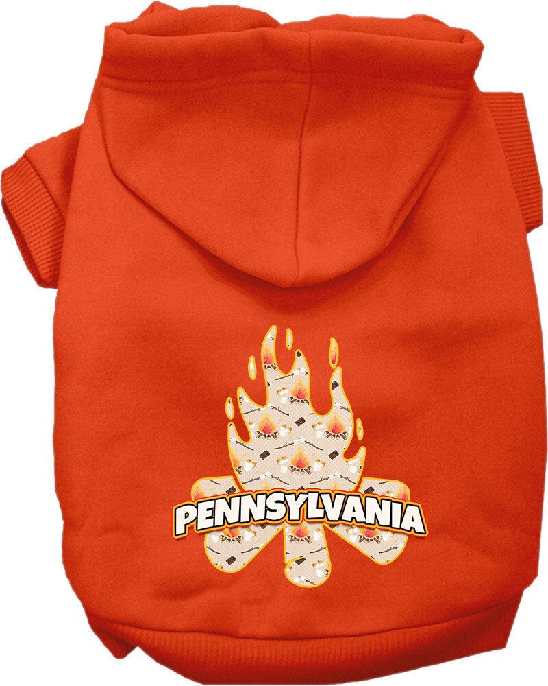 Pet Dog & Cat Screen Printed Hoodie for Small to Medium Pets (Sizes XS-XL), "Pennsylvania Around The Campfire"