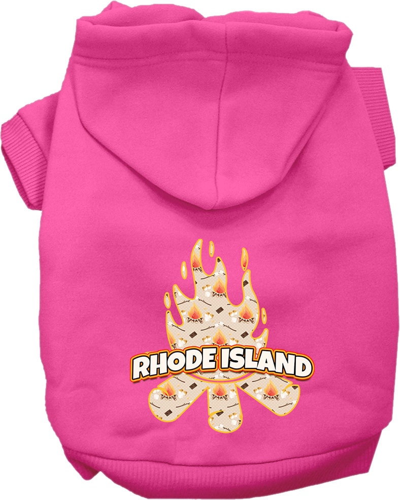 Pet Dog & Cat Screen Printed Hoodie for Small to Medium Pets (Sizes XS-XL), "Rhode Island Around The Campfire"