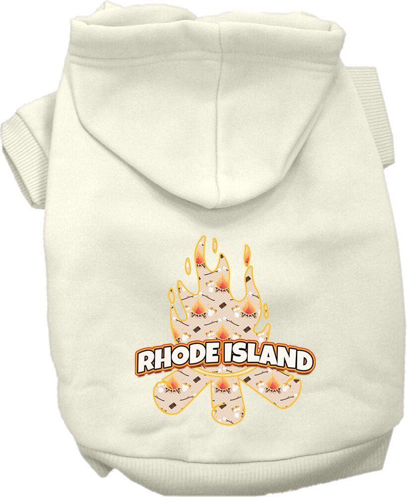 Pet Dog & Cat Screen Printed Hoodie for Small to Medium Pets (Sizes XS-XL), "Rhode Island Around The Campfire"