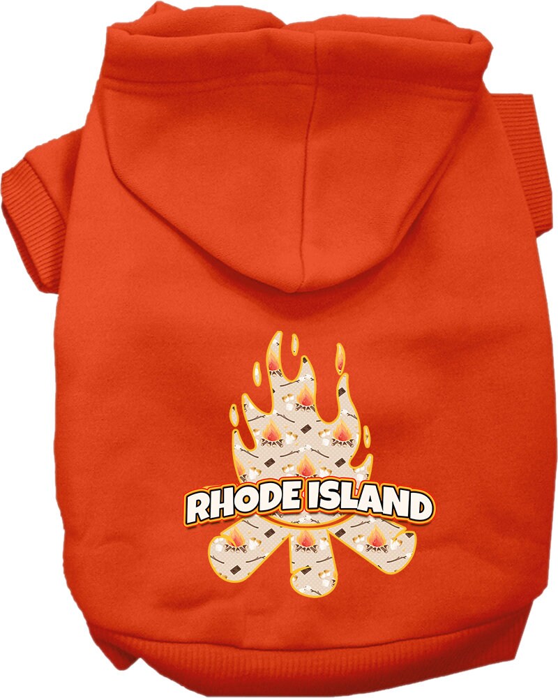 Pet Dog & Cat Screen Printed Hoodie for Small to Medium Pets (Sizes XS-XL), "Rhode Island Around The Campfire"