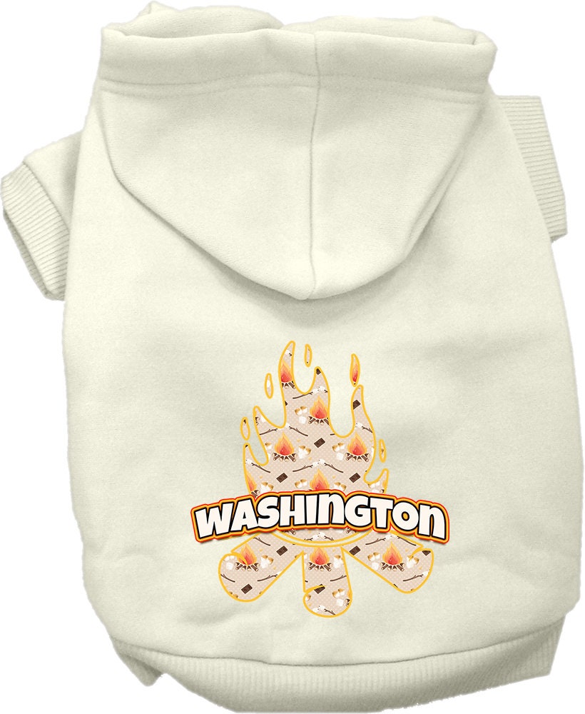 Pet Dog & Cat Screen Printed Hoodie for Small to Medium Pets (Sizes XS-XL), "Washington Around The Campfire"