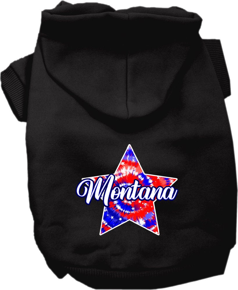 Pet Dog & Cat Screen Printed Hoodie for Small to Medium Pets (Sizes XS-XL), "Montana Patriotic Tie Dye"