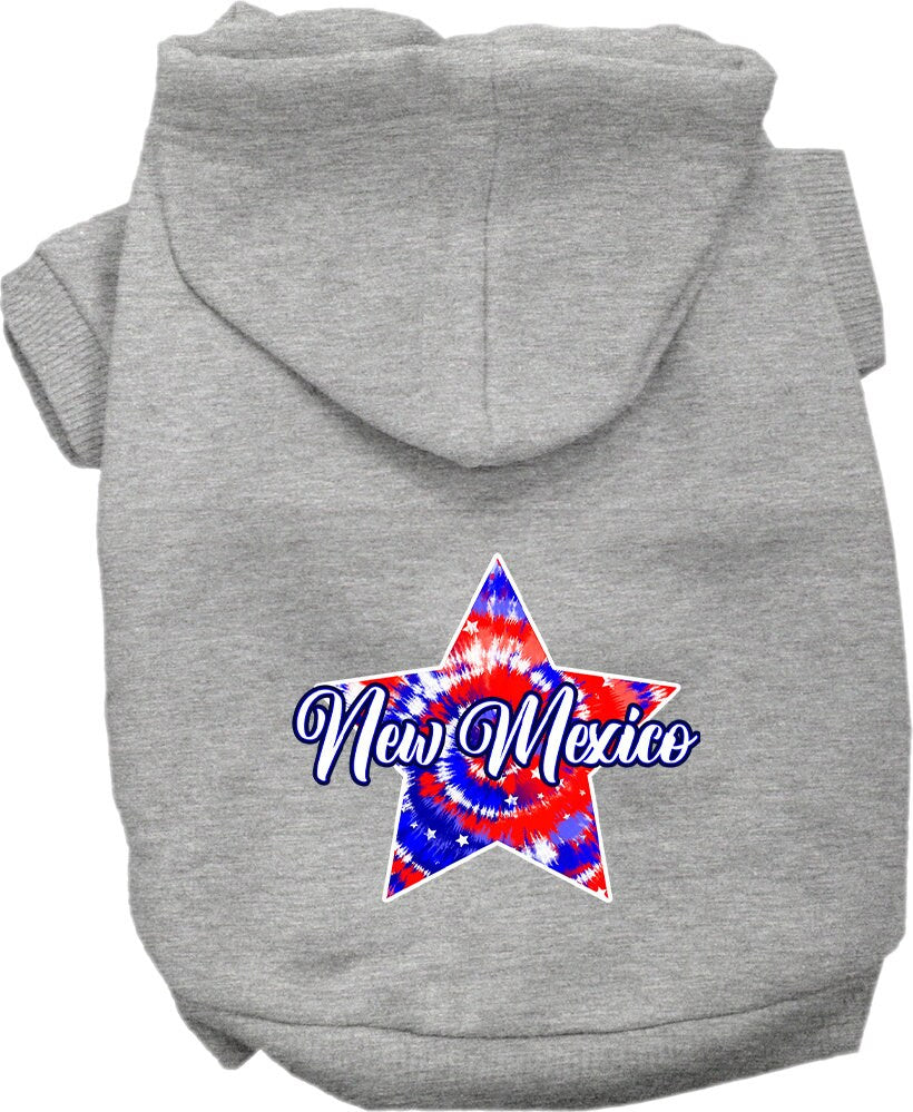 Pet Dog & Cat Screen Printed Hoodie for Small to Medium Pets (Sizes XS-XL), "New Mexico Patriotic Tie Dye"