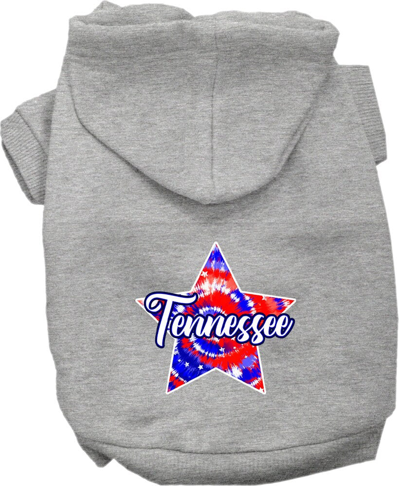 Pet Dog & Cat Screen Printed Hoodie for Small to Medium Pets (Sizes XS-XL), "Tennessee Patriotic Tie Dye"