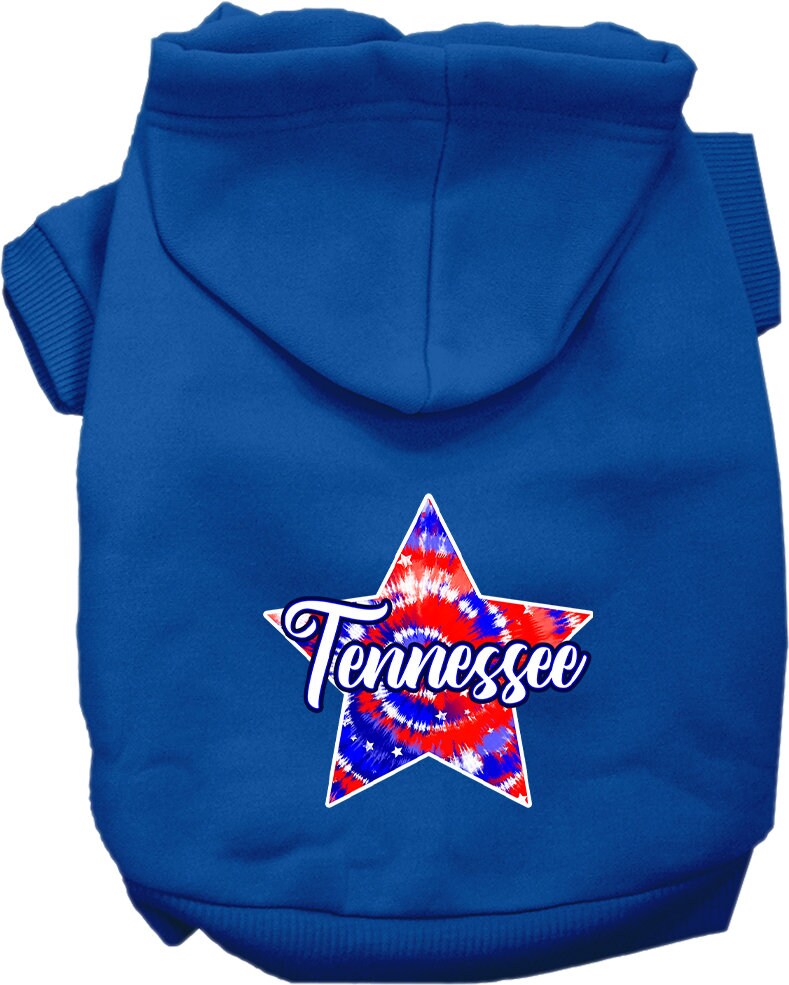 Pet Dog & Cat Screen Printed Hoodie for Small to Medium Pets (Sizes XS-XL), "Tennessee Patriotic Tie Dye"