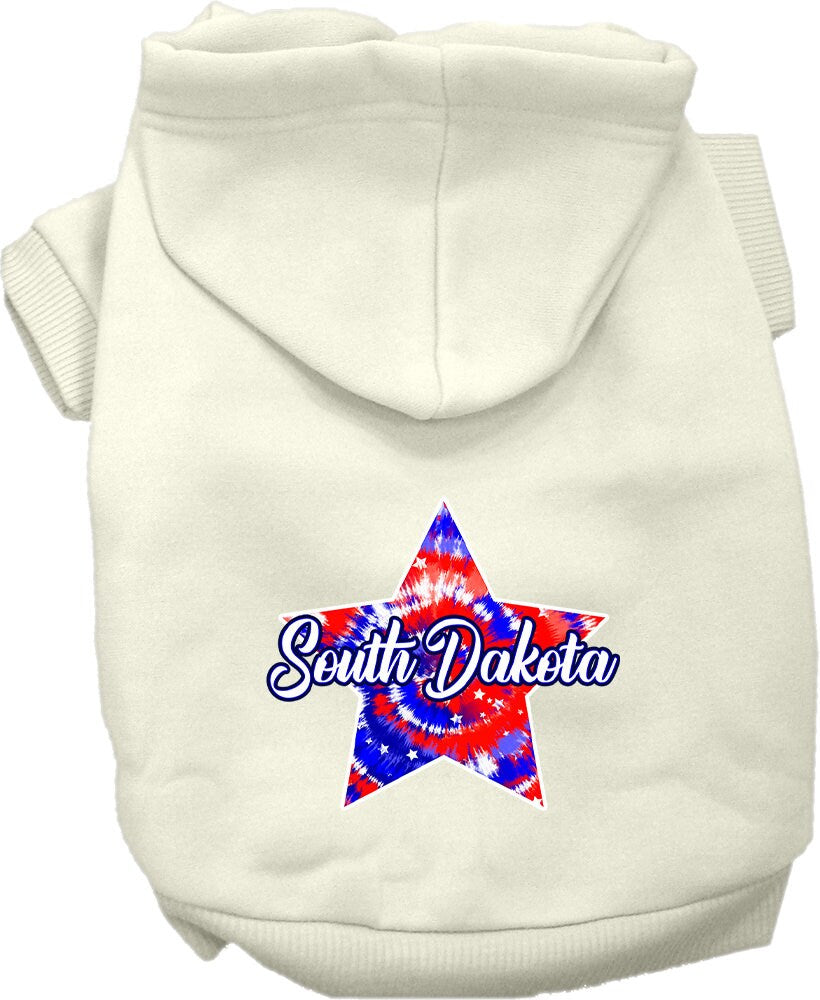 Pet Dog & Cat Screen Printed Hoodie for Small to Medium Pets (Sizes XS-XL), "South Dakota Patriotic Tie Dye"