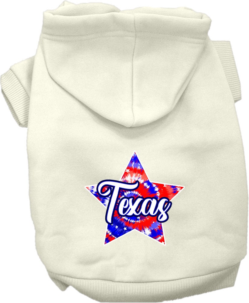 Pet Dog & Cat Screen Printed Hoodie for Small to Medium Pets (Sizes XS-XL), "Texas Patriotic Tie Dye"