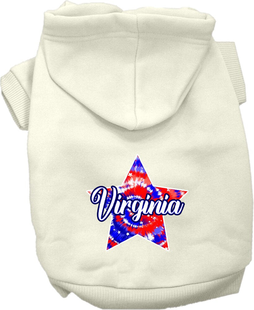 Pet Dog & Cat Screen Printed Hoodie for Small to Medium Pets (Sizes XS-XL), "Virginia Patriotic Tie Dye"