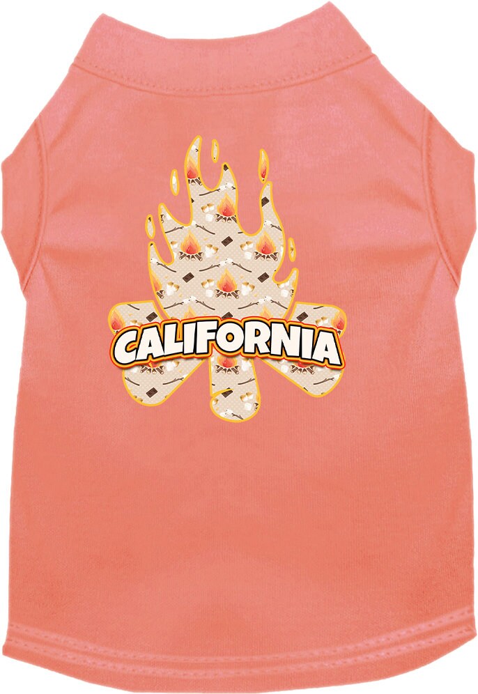 Pet Dog & Cat Screen Printed Shirt for Small to Medium Pets (Sizes XS-XL), "California Around The Campfire"