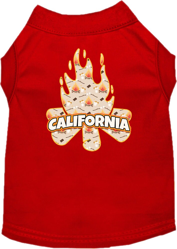 Pet Dog & Cat Screen Printed Shirt for Small to Medium Pets (Sizes XS-XL), "California Around The Campfire"