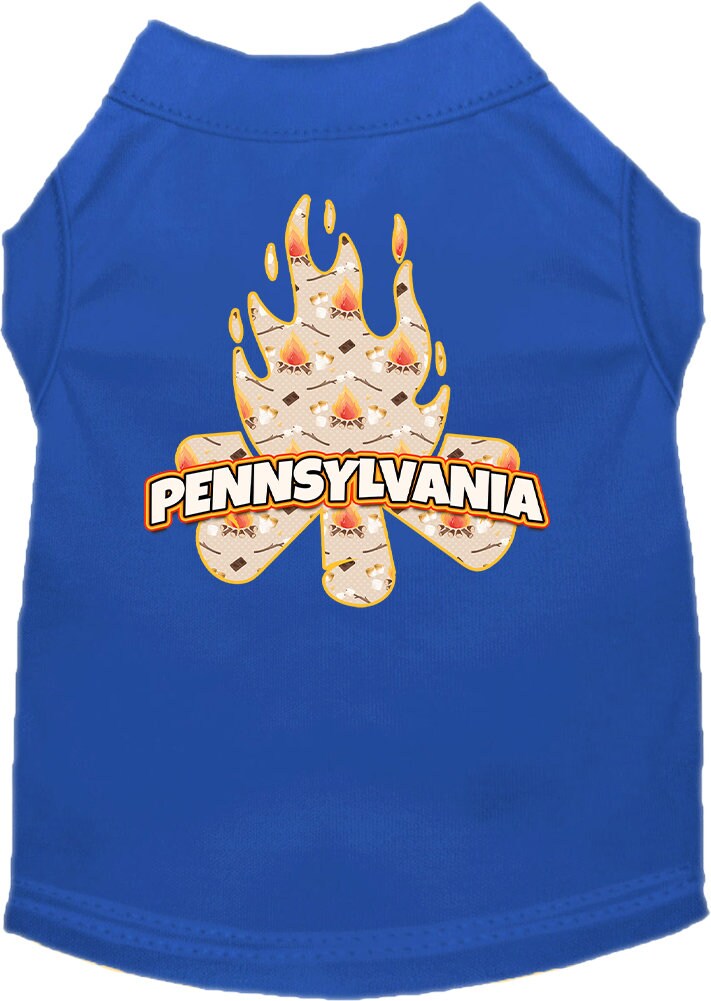 Pet Dog & Cat Screen Printed Shirt for Small to Medium Pets (Sizes XS-XL), "Pennsylvania Around The Campfire"