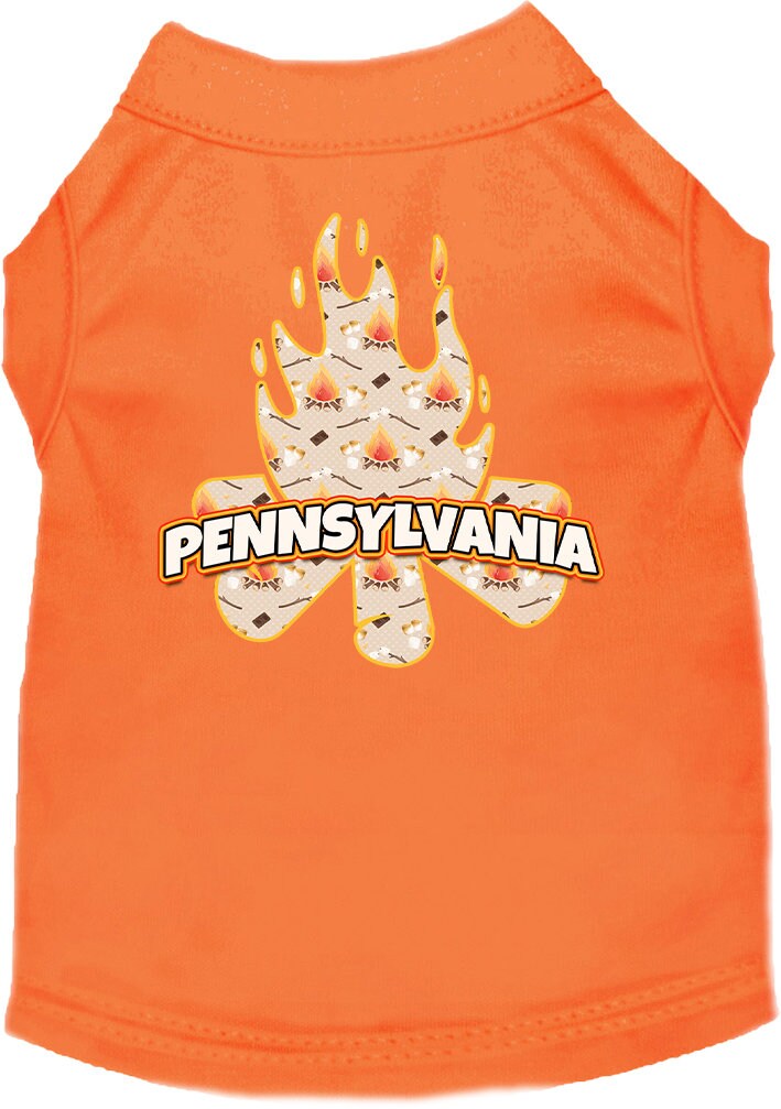 Pet Dog & Cat Screen Printed Shirt for Medium to Large Pets (Sizes 2XL-6XL), "Pennsylvania Around The Campfire"