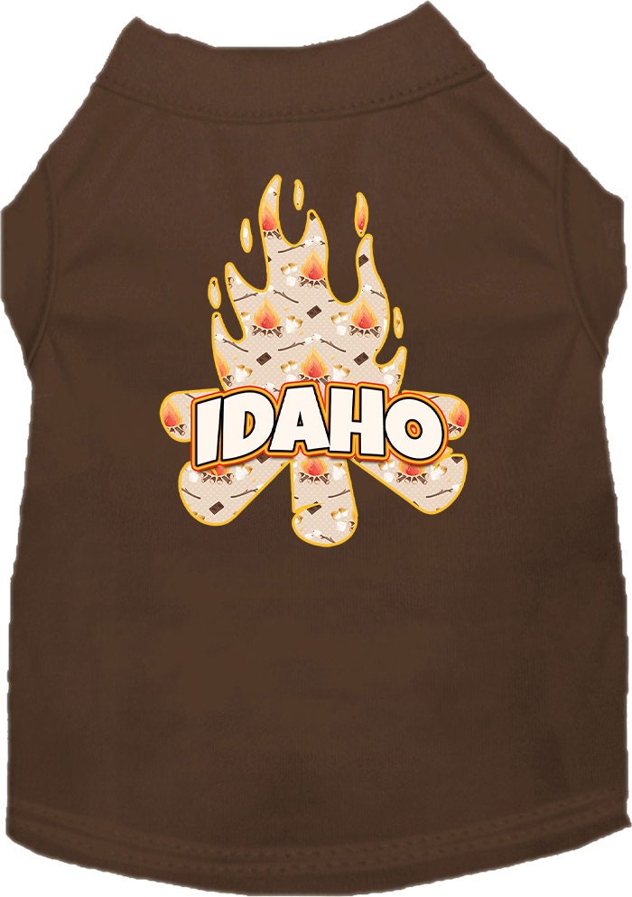 Pet Dog & Cat Screen Printed Shirt for Small to Medium Pets (Sizes XS-XL), "Idaho Around The Campfire"