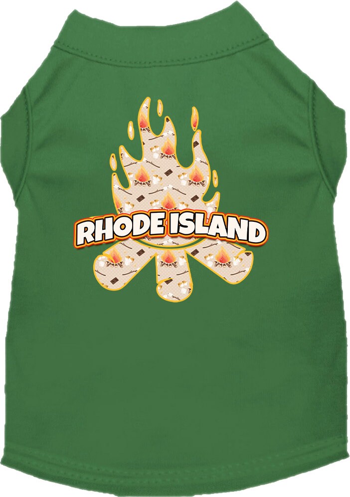 Pet Dog & Cat Screen Printed Shirt for Small to Medium Pets (Sizes XS-XL), "Rhode Island Around The Campfire"