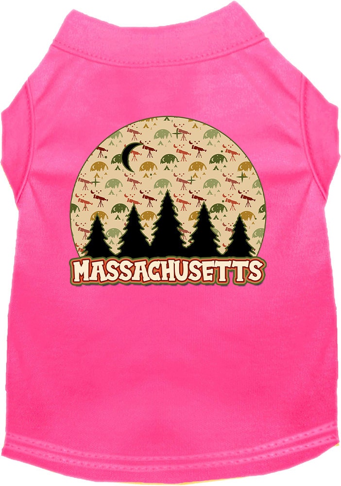 Pet Dog & Cat Screen Printed Shirt for Medium to Large Pets (Sizes 2XL-6XL), "Massachusetts Under The Stars"